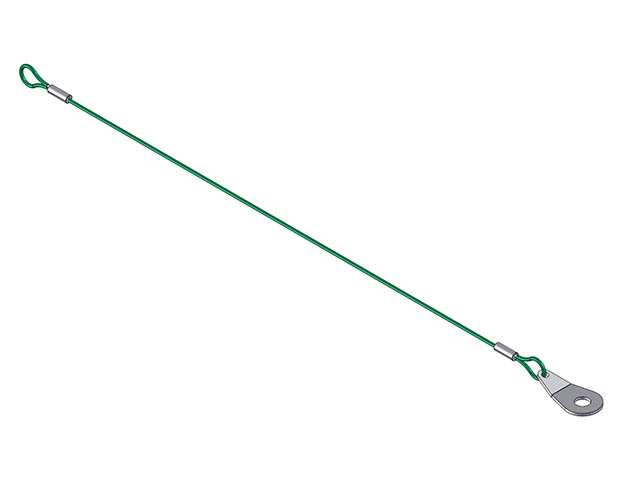 Wire Rope Lanyard w/ Clear Cover - 3/64 in Dia X 6 in - Teardrop Tab - .28  in